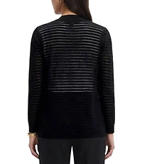 Anne Klein Sheer Stripe Open Front Cardigan