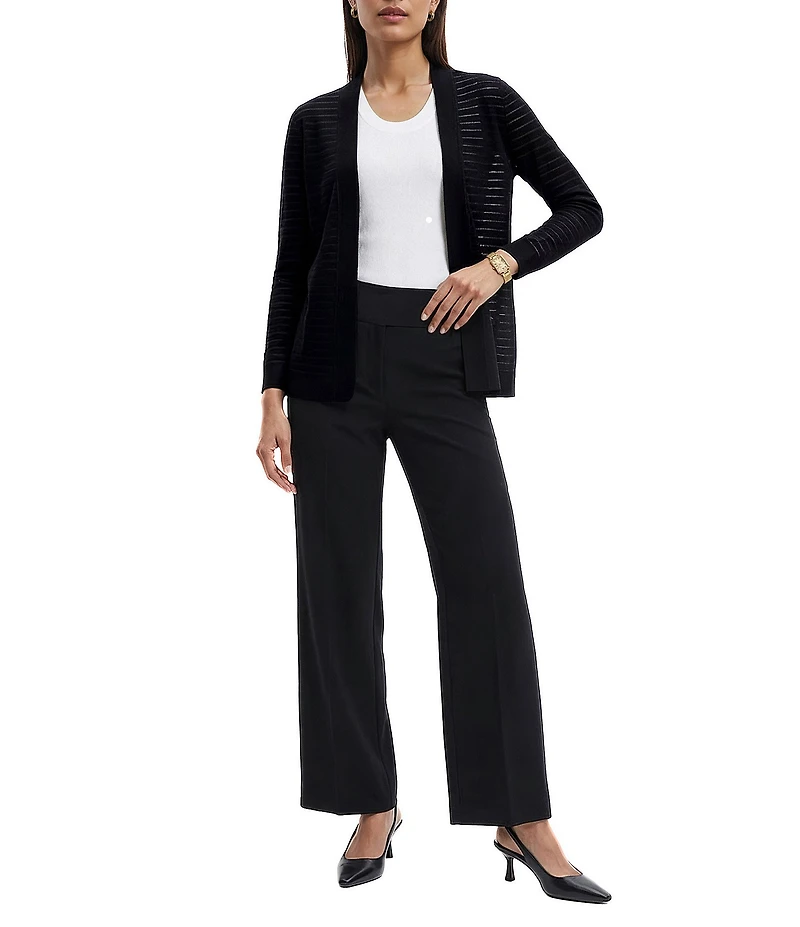 Anne Klein Sheer Stripe Open Front Cardigan
