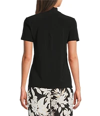 Anne Klein Short Sleeve Mock Neck Jersey Knit Top