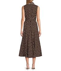 Anne Klein Sleeveless Dotted Shirt Dress With Self Tie