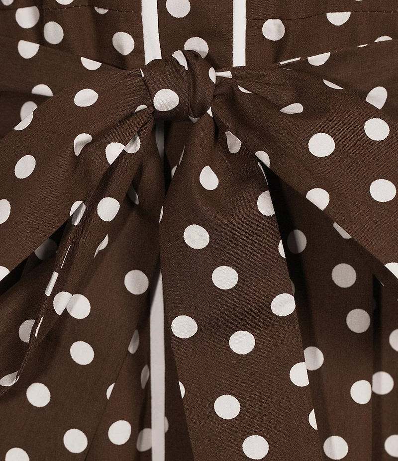 Anne Klein Sleeveless Dotted Shirt Dress With Self Tie