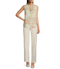 Anne Klein Sleeveless Ruffle Neck Floral Print Blouse