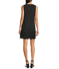 Anne Klein Sleeveless Square Neck Lace Trim Dress