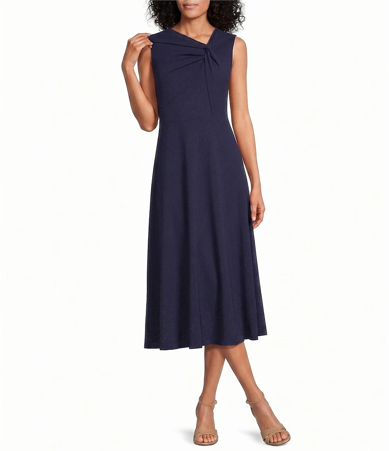 Anne Klein Sleeveless Twist Front Crepe Midi Dress
