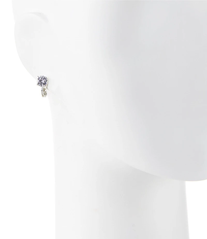 Anne Klein Sparkling Ears Cubic Zirconia Stud Clip-On Earrings