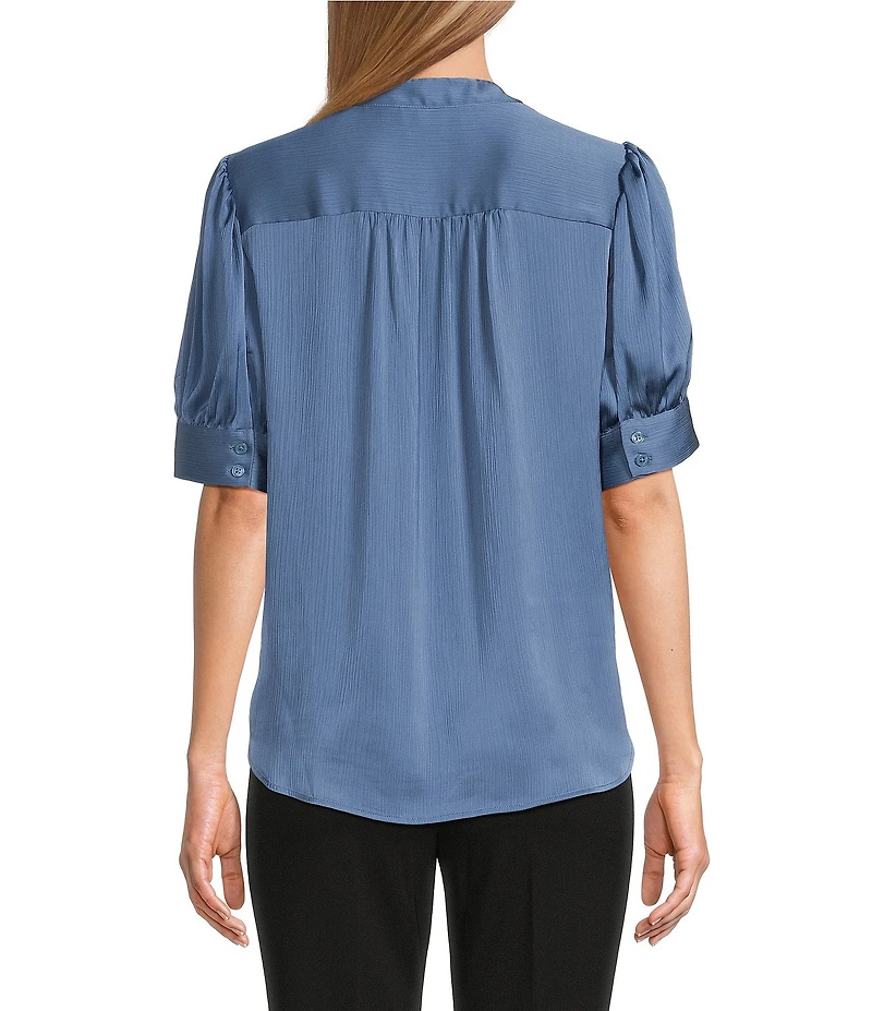 Anne Klein Split V Puff Sleeve Blouse