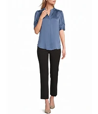 Anne Klein Split V Puff Sleeve Blouse