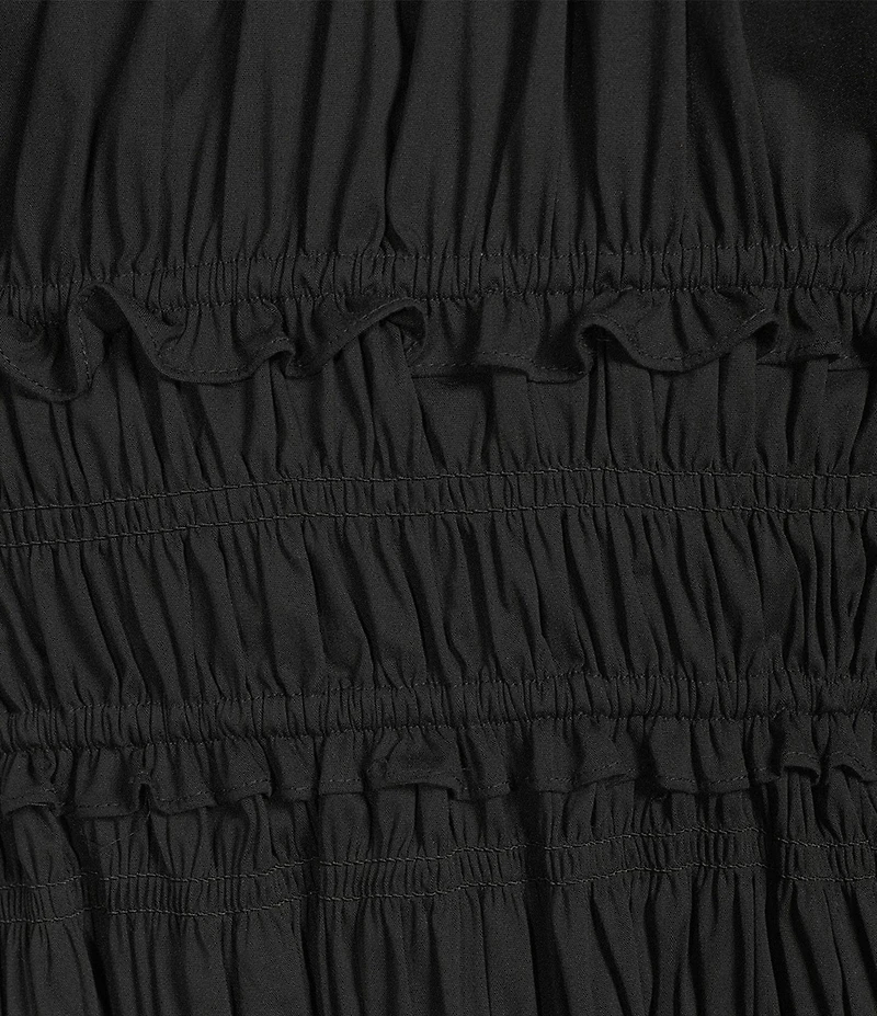 Anne Klein Square Neck Sleeveless Smocked Cotton Poplin Maxi Dress