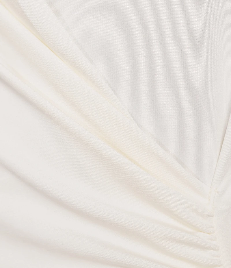 Anne Klein Stretch Knit Surplice V-Neck Sleeveless Shirred Bodice Top
