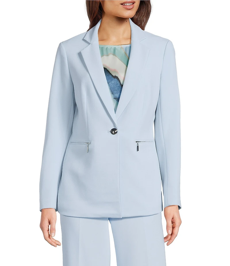 Anne Klein Stretch One Button Notch Collar Blazer Jacket