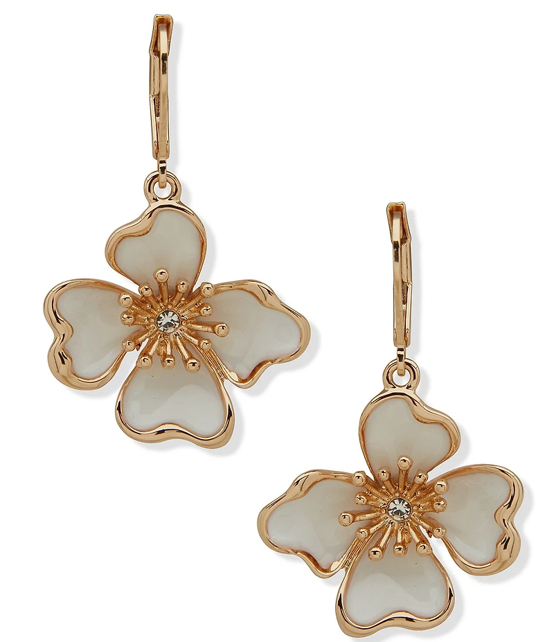 Anne Klein Textured Flower Drop Earrings