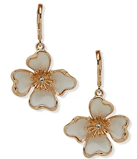 Anne Klein Textured Flower Drop Earrings