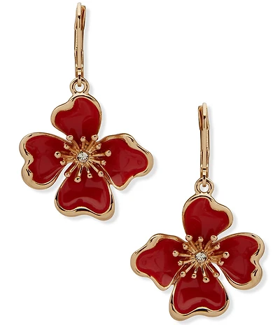 Anne Klein Textured Flower Drop Earrings