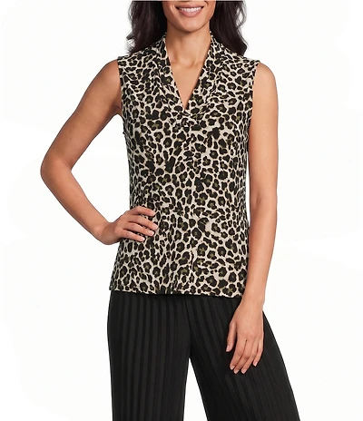 Anne Klein Triple Pleat Printed Jersey Knit Tank Top