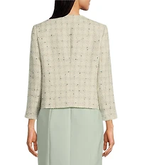 Anne Klein Tweed Round Neck Collarless Jacket