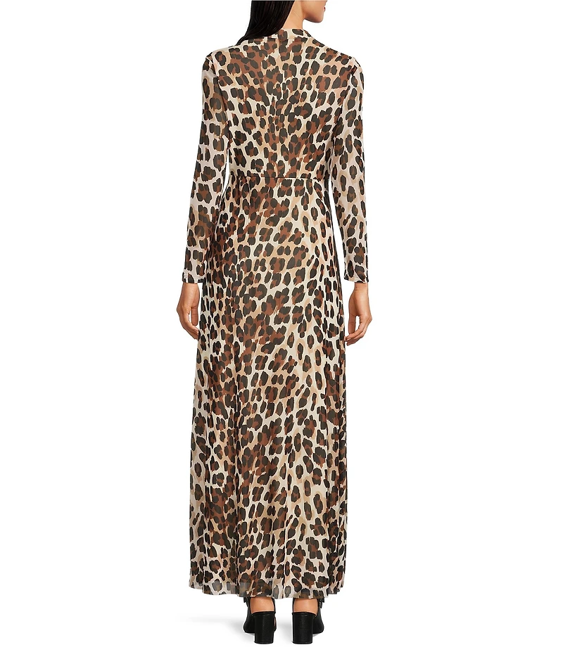 Anne Klein Twist Front Leopard Print Maxi Dress