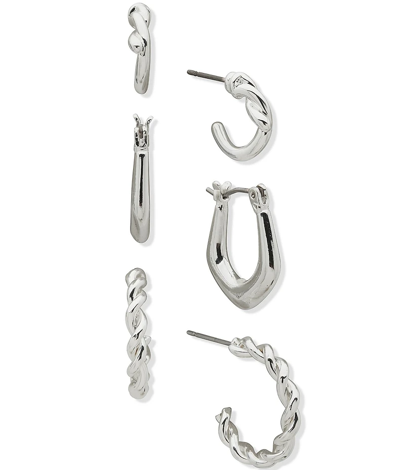 Anne Klein Twisted Trio Hoop Earring Set
