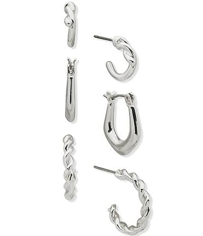 Anne Klein Twisted Trio Hoop Earring Set