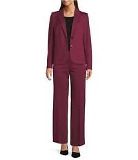 Anne Klein Two Button Long Sleeve Peak Lapel Triple Patch Pocket Blazer
