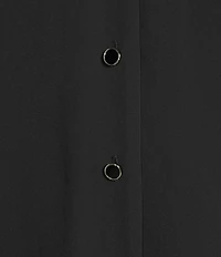 Anne Klein V-Neck Button Front Pleated Long Sleeve Chiffon Blouse