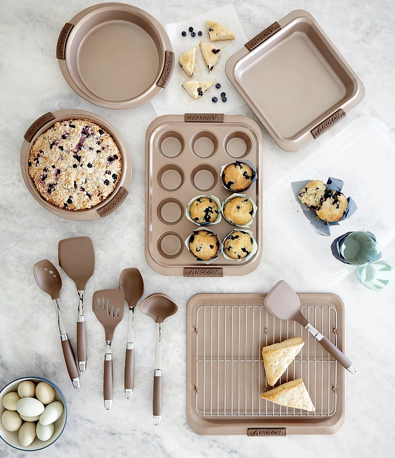 Anolon Advanced Bronze Nonstick 12-Cup Muffin Pan with Silicone Grips