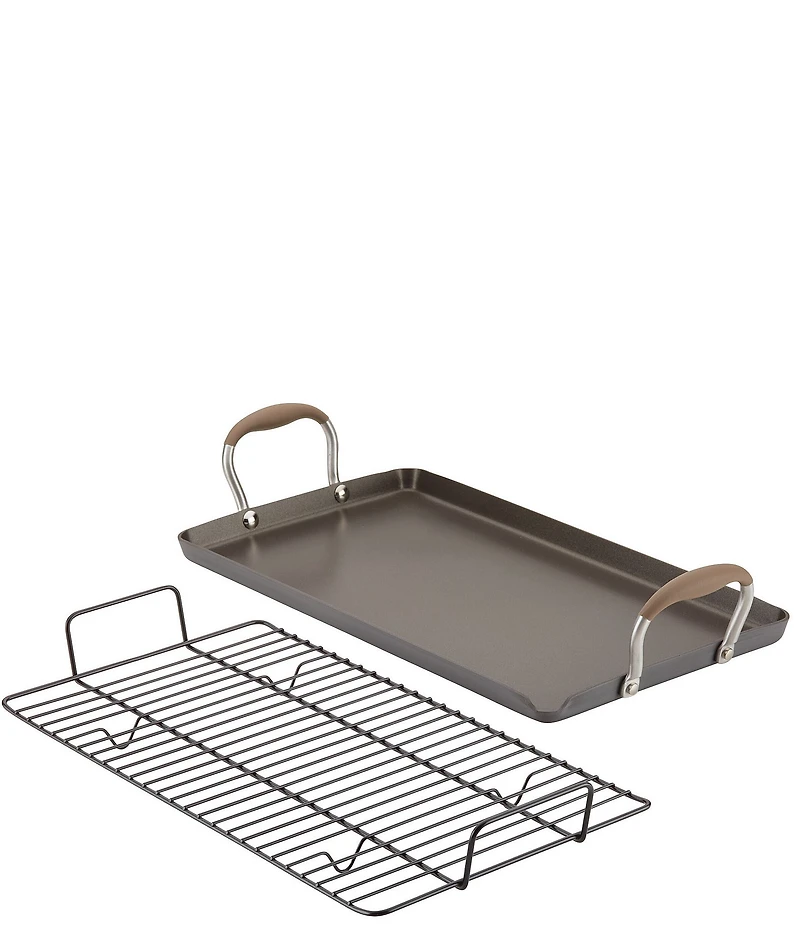 Anolon Advanced Home Hard Anodized Nonstick Bronze Double Burner Griddle, 10#double; x 18#double;