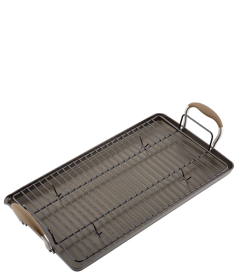 Anolon Advanced Home Hard Anodized Nonstick Bronze Double Burner Griddle, 10#double; x 18#double;