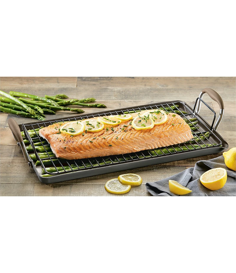 Anolon Advanced Home Hard Anodized Nonstick Bronze Double Burner Griddle, 10#double; x 18#double;