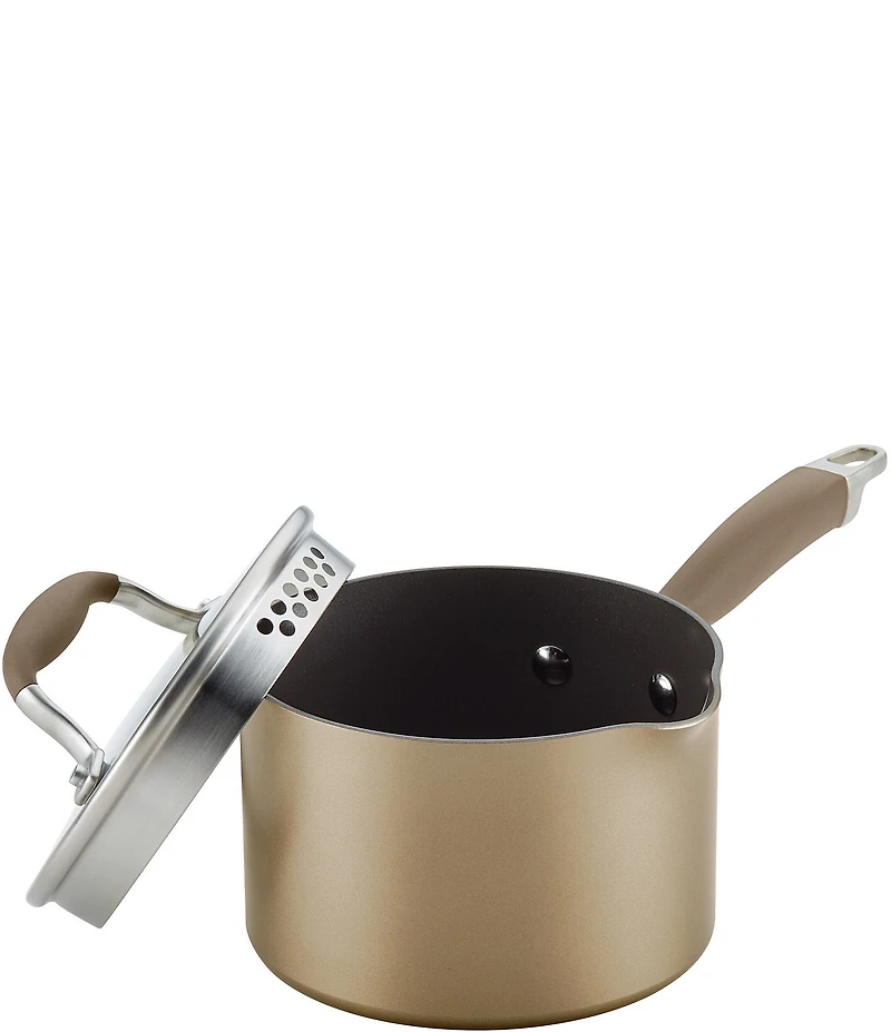 Anolon Advanced Home Hard Anodized Nonstick Bronze Straining Saucepan, 2 Qt.