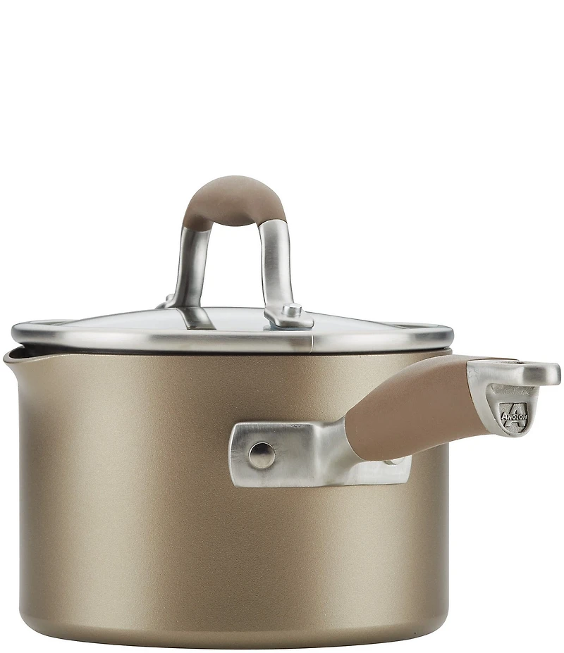 Anolon Advanced Home Hard Anodized Nonstick Bronze Straining Saucepan, 2 Qt.