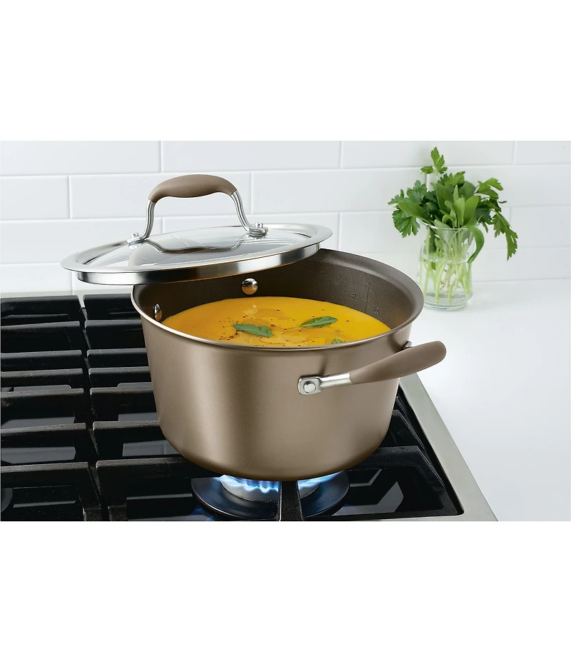 Anolon Advanced Home Hard Anodized Nonstick Covered Tapered Saucepot, 4.5 Qt.