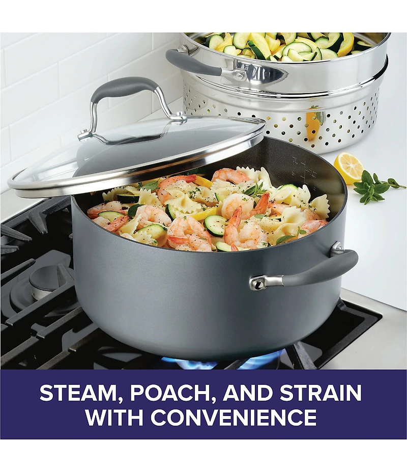 Anolon Advanced Home Hard-Anodized Nonstick Wide Stockpot with Multi-Function Insert