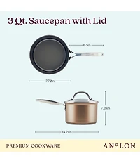 Anolon Ascend Hard Anodized Nonstick Saucepan with Lid, 3 Qt.