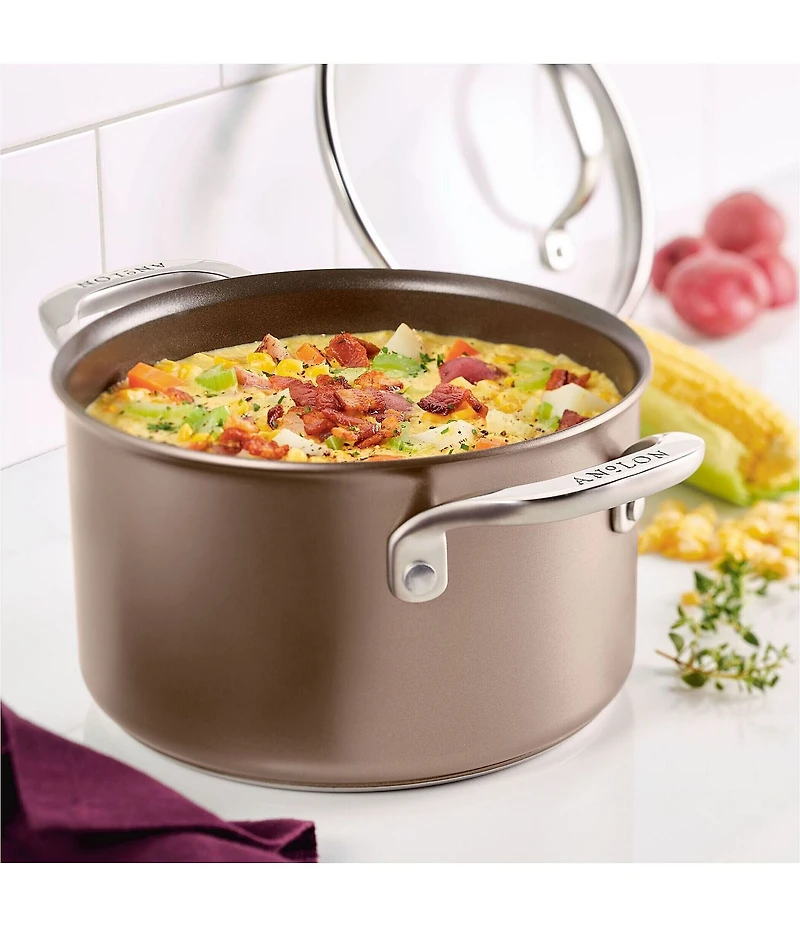 Anolon Ascend Hard Anodized Nonstick Saucepot with Lid, 4 Qt.