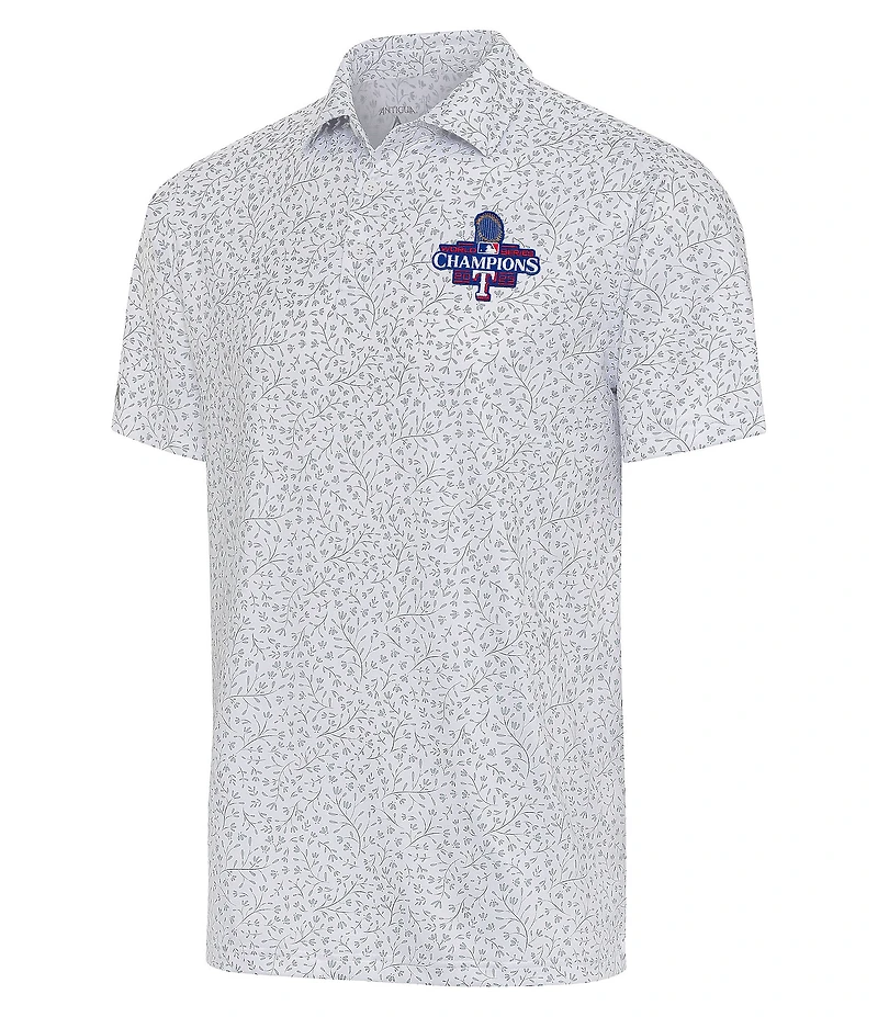 Antigua MLB Texas Rangers 2023 World Series Champions Motion Short Sleeve Polo Shirt