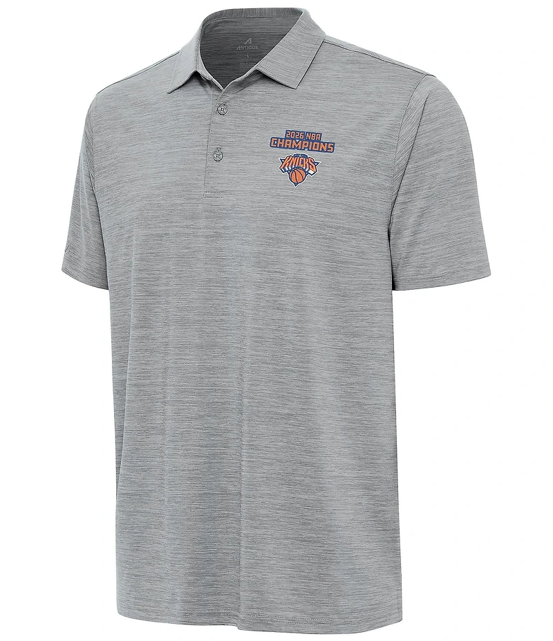 Antigua NBA New York Knicks 2026 World Champions Layout Short Sleeve Polo Shirt