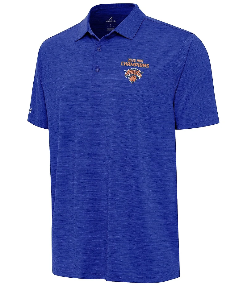 Antigua NBA New York Knicks 2026 World Champions Layout Short Sleeve Polo Shirt