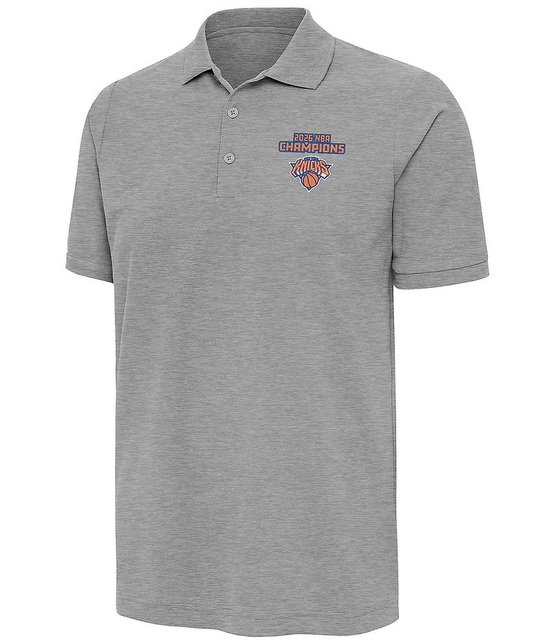 Antigua NBA New York Knicks 2026 World Champions Legacy Pique Short Sleeve Polo Shirt