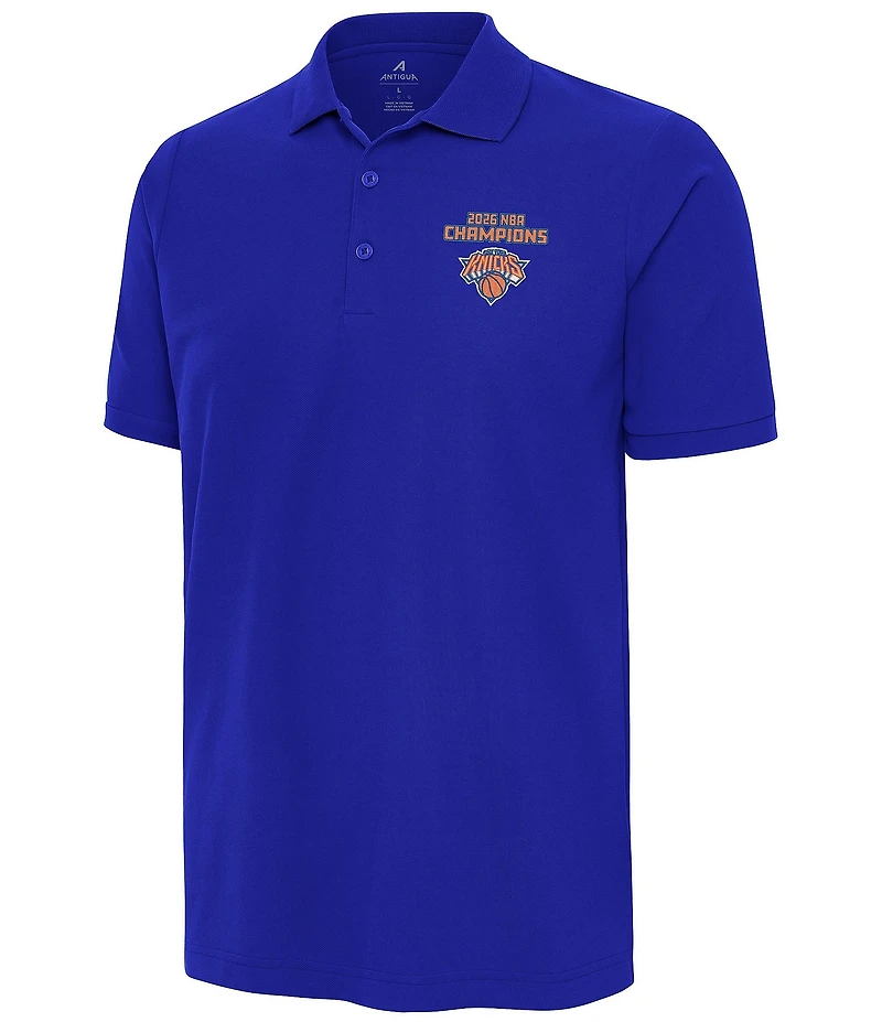 Antigua NBA New York Knicks 2026 World Champions Legacy Pique Short Sleeve Polo Shirt