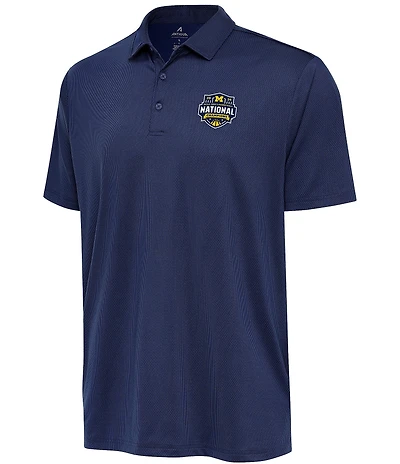 Antigua NCAA Basketball Michigan Wolverines 2026 National Champions Ellipse Short Sleeve Polo Shirt
