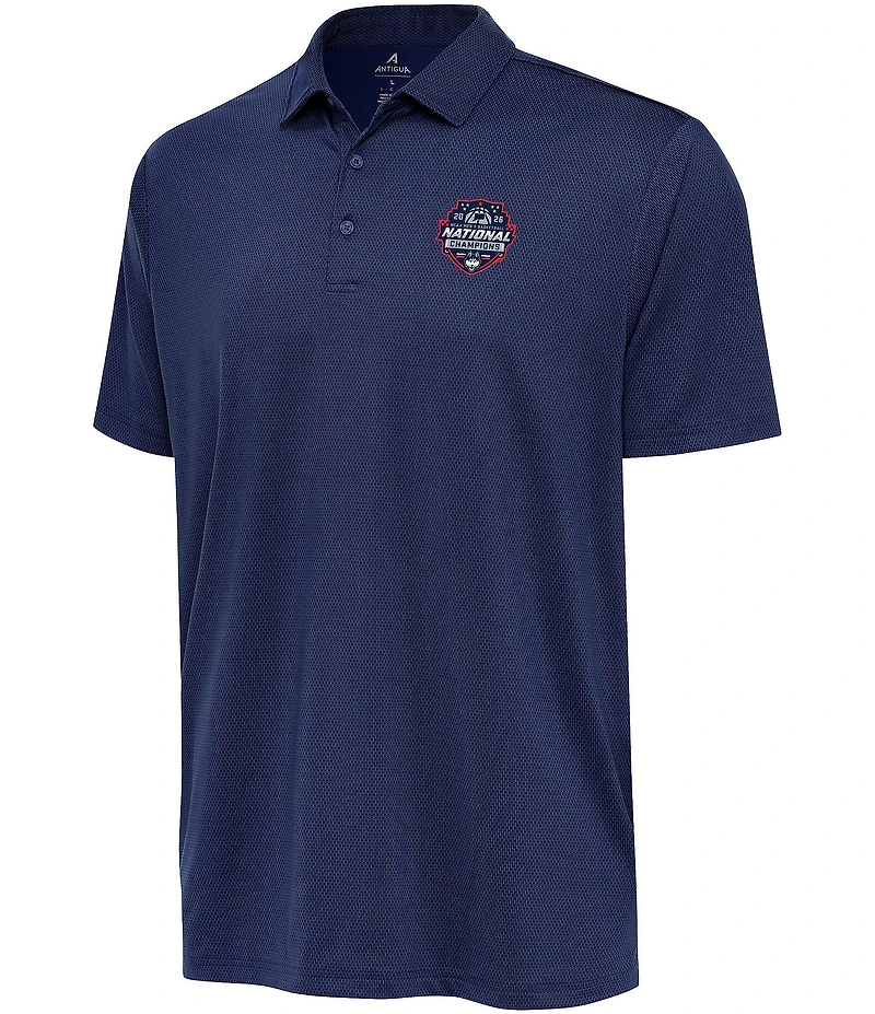 Antigua NCAA Basketball UCONN Huskies 2026 National Champions Ellipse Short Sleeve Polo Shirt