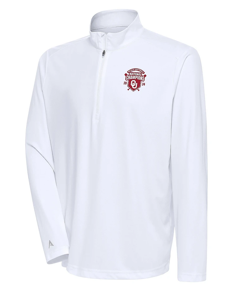 Antigua NCAA Oklahoma Sooners 2024 Women's College World Series National Champions Tribute Quarter-Zip Pullover