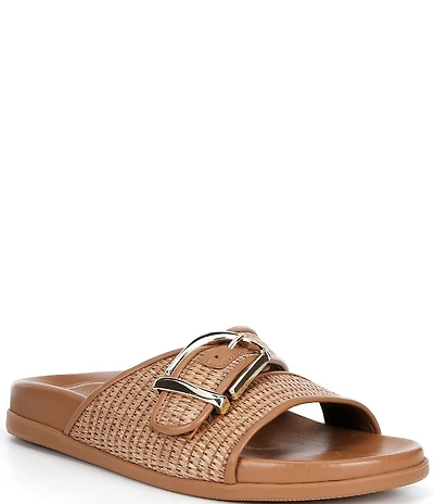 Antonio Melani Abilene Raffia Buckled Flat Sandals