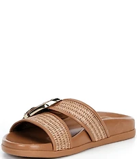 Antonio Melani Abilene Raffia Buckled Flat Sandals