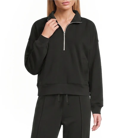 Antonio Melani Active Tencel Stand Collar Quarter Zip Long Sleeve Coordinating Sweatshirt
