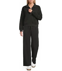Antonio Melani Active Tencel Stand Collar Quarter Zip Long Sleeve Coordinating Sweatshirt