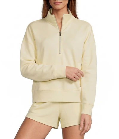 Antonio Melani Active Tencel Stand Collar Quarter Zip Long Sleeve Coordinating Sweatshirt