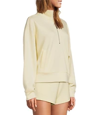 Antonio Melani Active Tencel Stand Collar Quarter Zip Long Sleeve Coordinating Sweatshirt