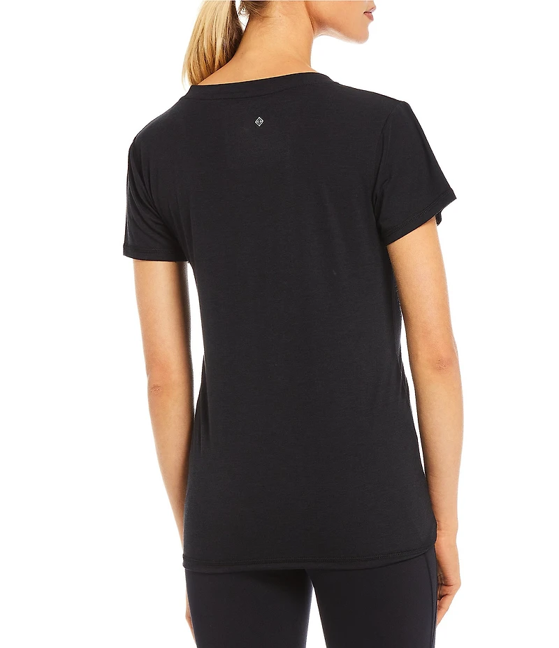 Antonio Melani Active Impact V-Neck Short Sleeve Relaxed Fit Knot Front Coordinating Shirt