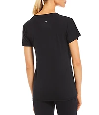 Antonio Melani Active Impact V-Neck Short Sleeve Relaxed Fit Knot Front Coordinating Shirt